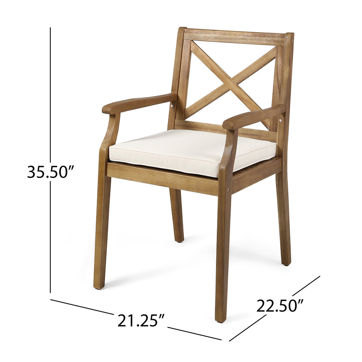Peter Outdoor Acacia Wood Dining Chair Set of 2