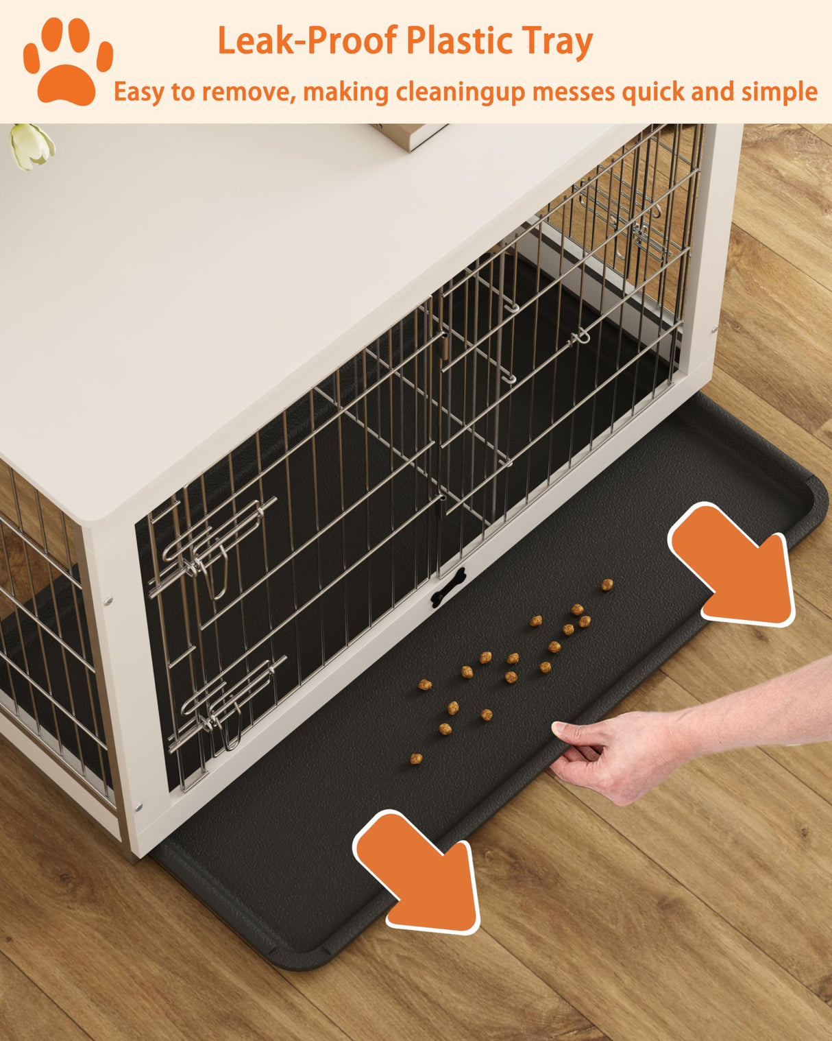 Wooden Dog Crate Furniture with Divider Panel, Dog Crate End Table