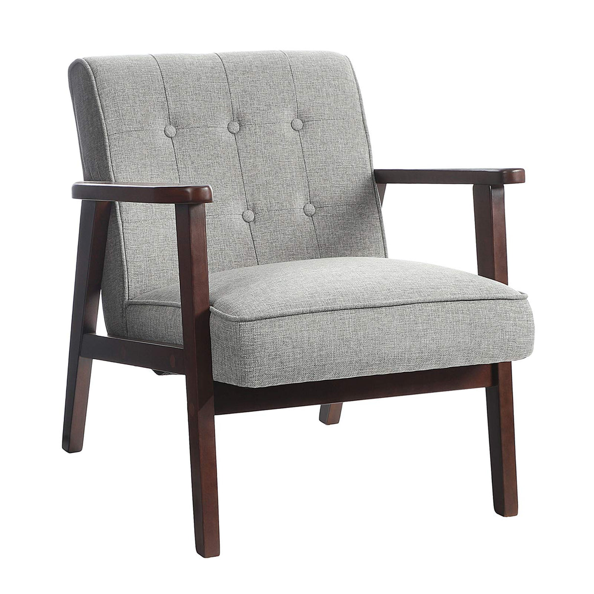 Leisure Chair with Solid Wood Armrest and Feet, Mid-Century Modern Accent Sofa