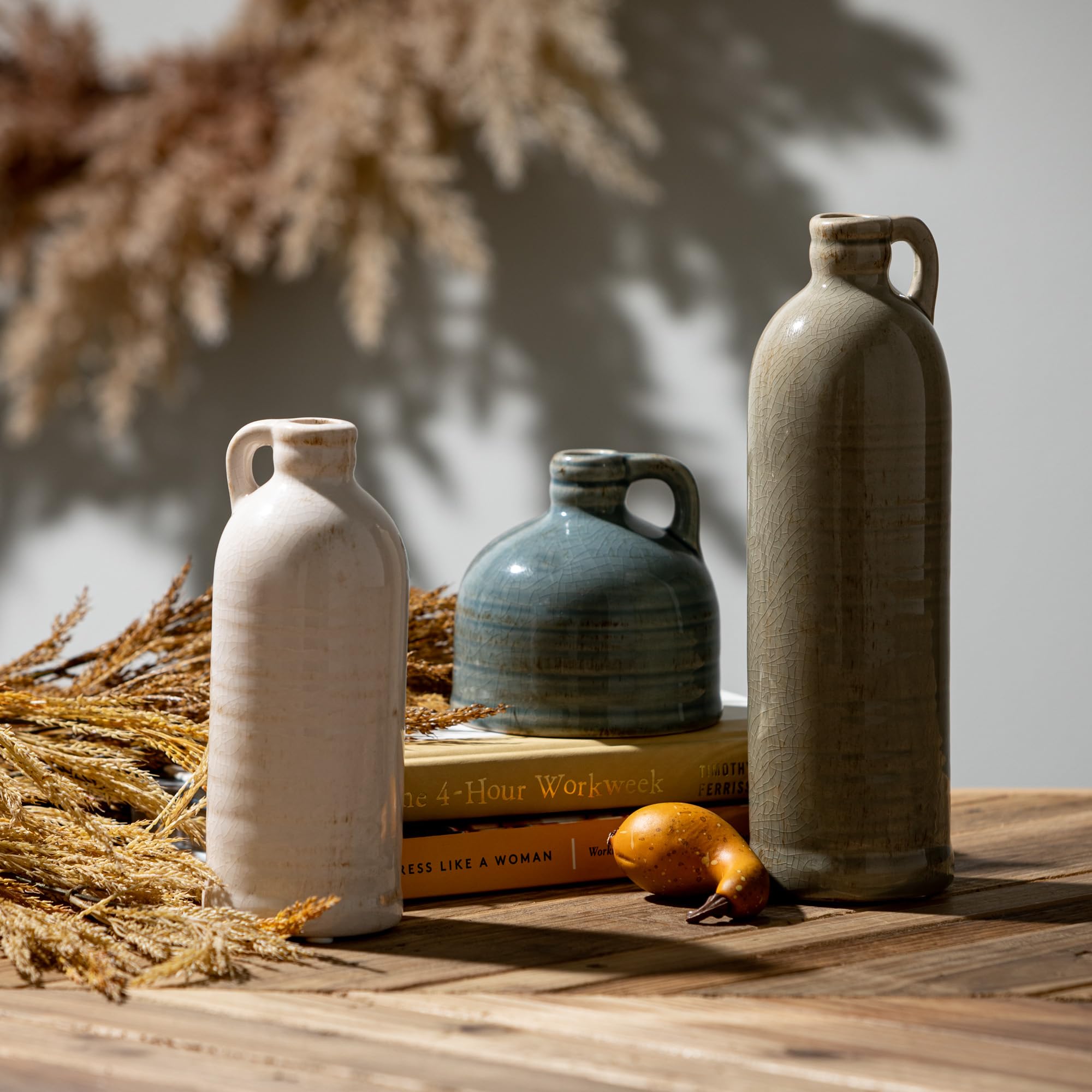 Ceramic Jug Vase Set, Farmhouse Decor
