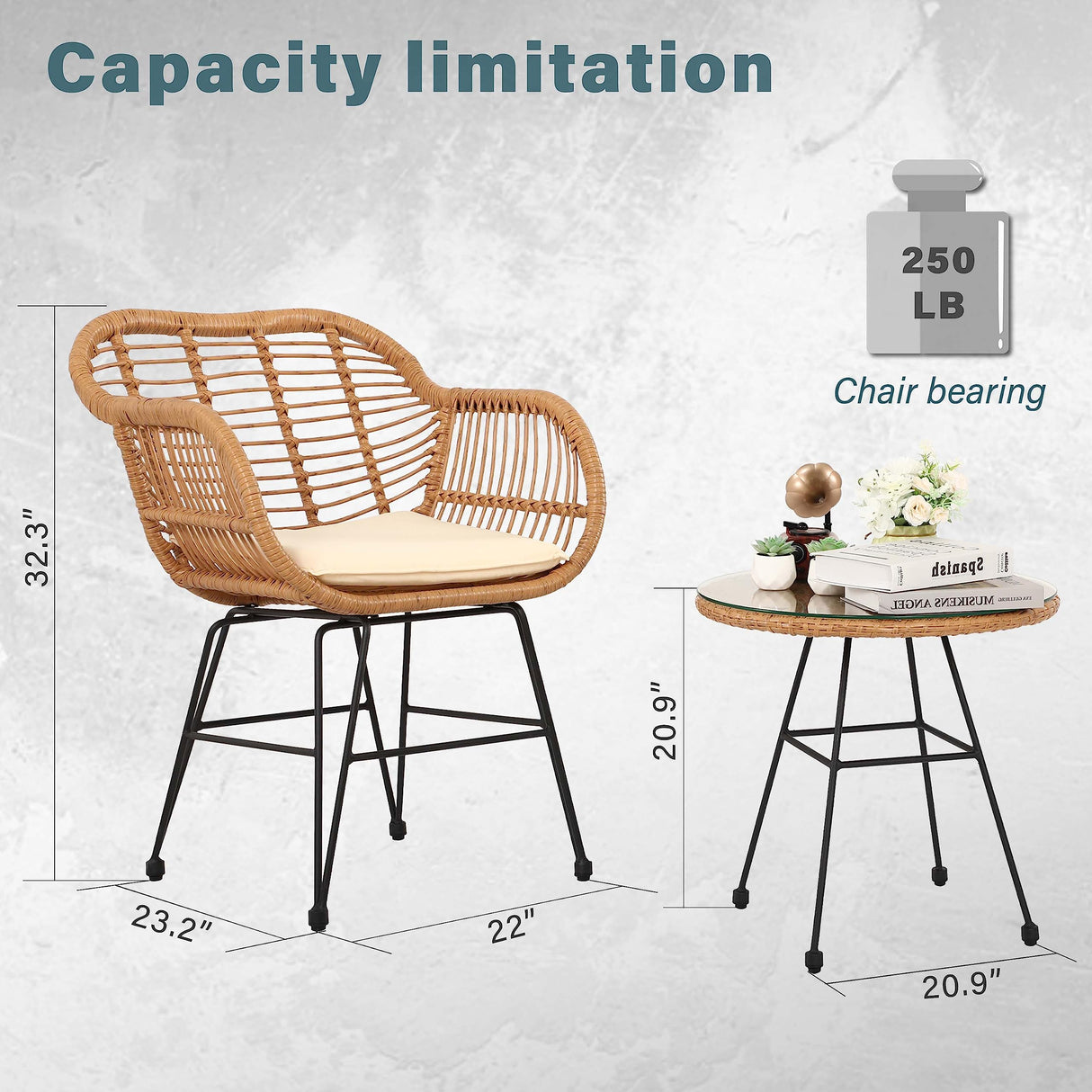 3 Piece Patio Set, Outdoor Bistro Set, Balcony Furniture