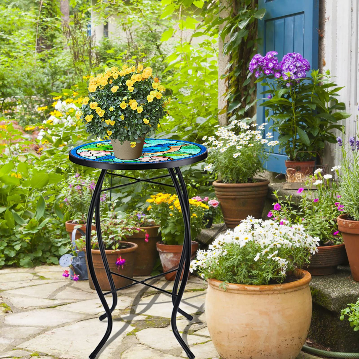 Patio Side Table Outdoor Accent Table Bistro Plant End Table Small Table