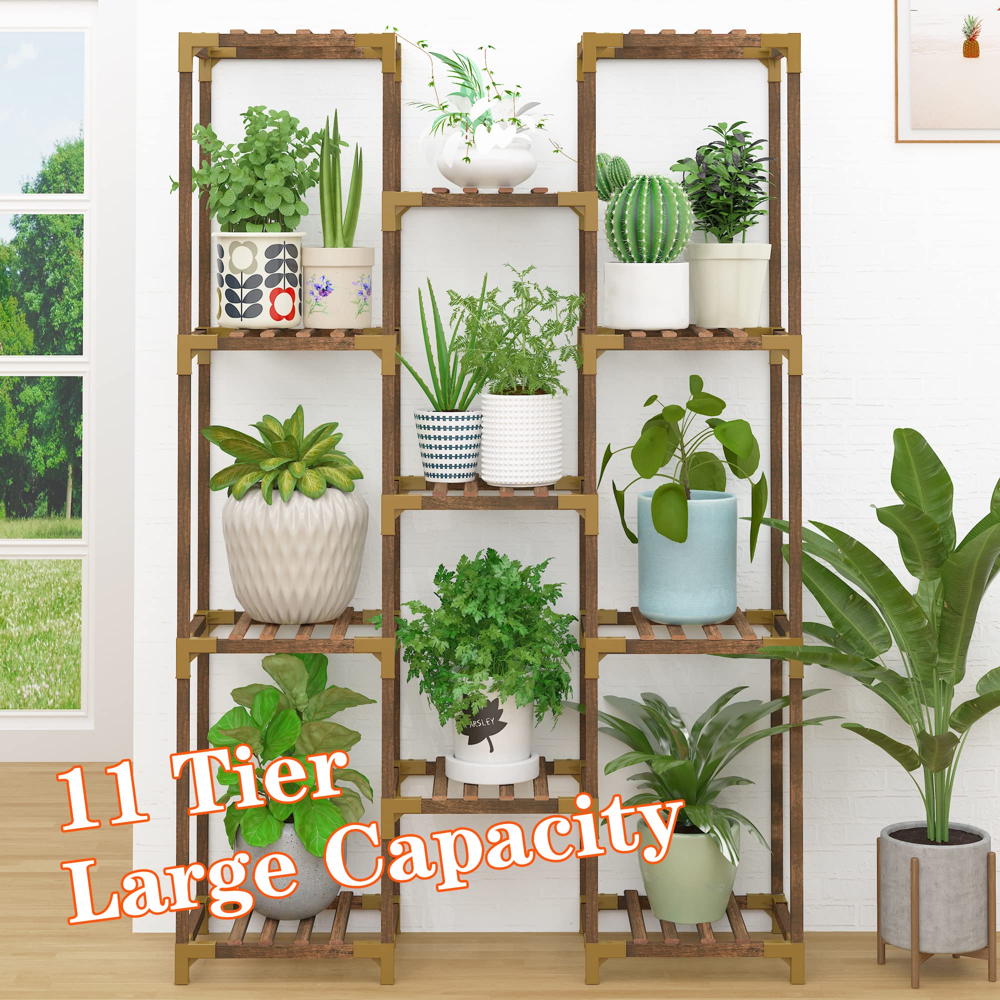Plant Stand Indoor Outdoor, 11 Tier Reinforced Plant Shelf Multiple Plants