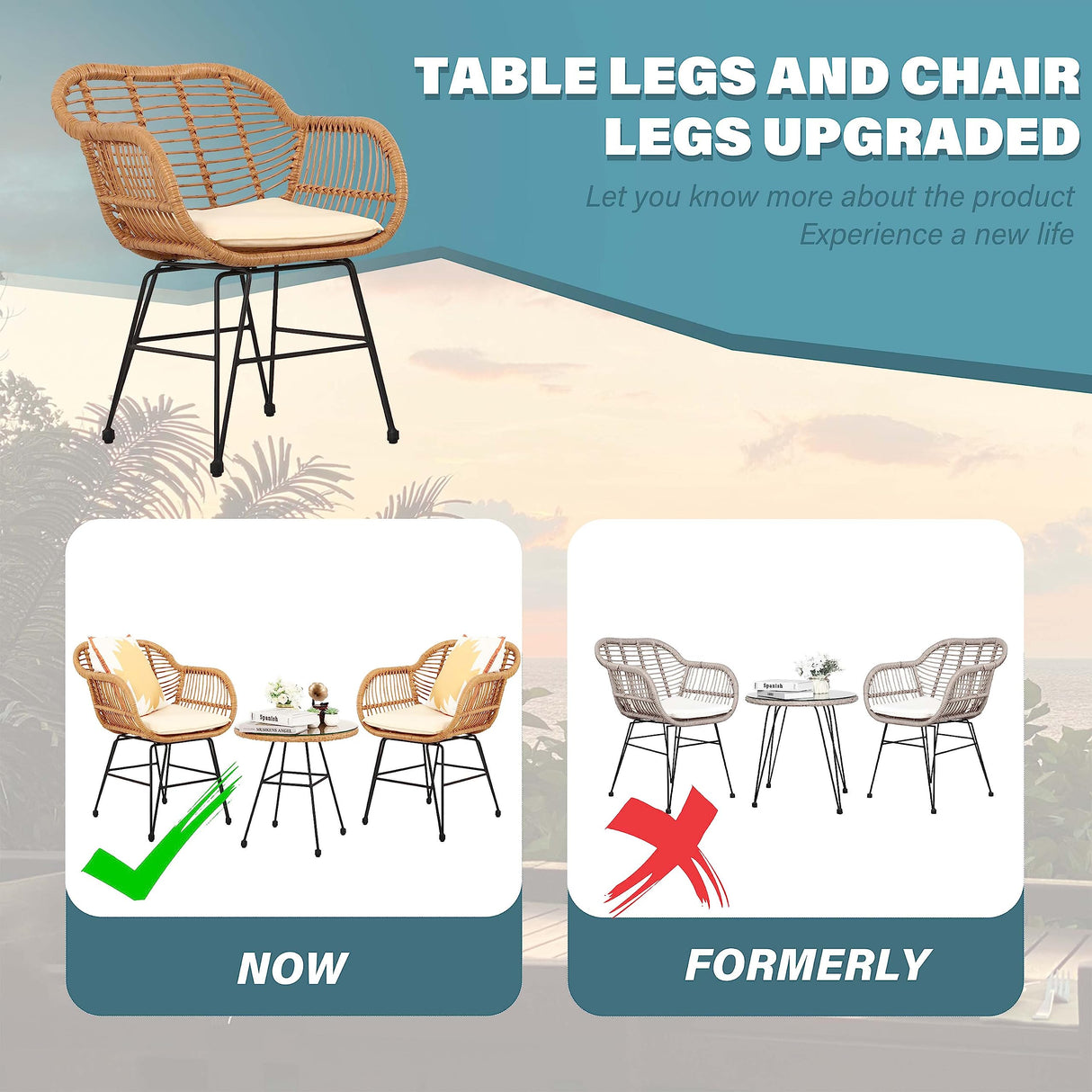 3 Piece Patio Set, Outdoor Bistro Set, Balcony Furniture