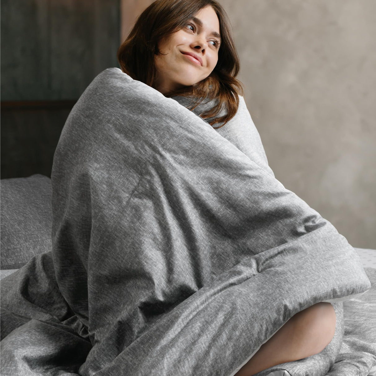 7 Pieces Grey Bed in a Bag Comforter Set with Sheets