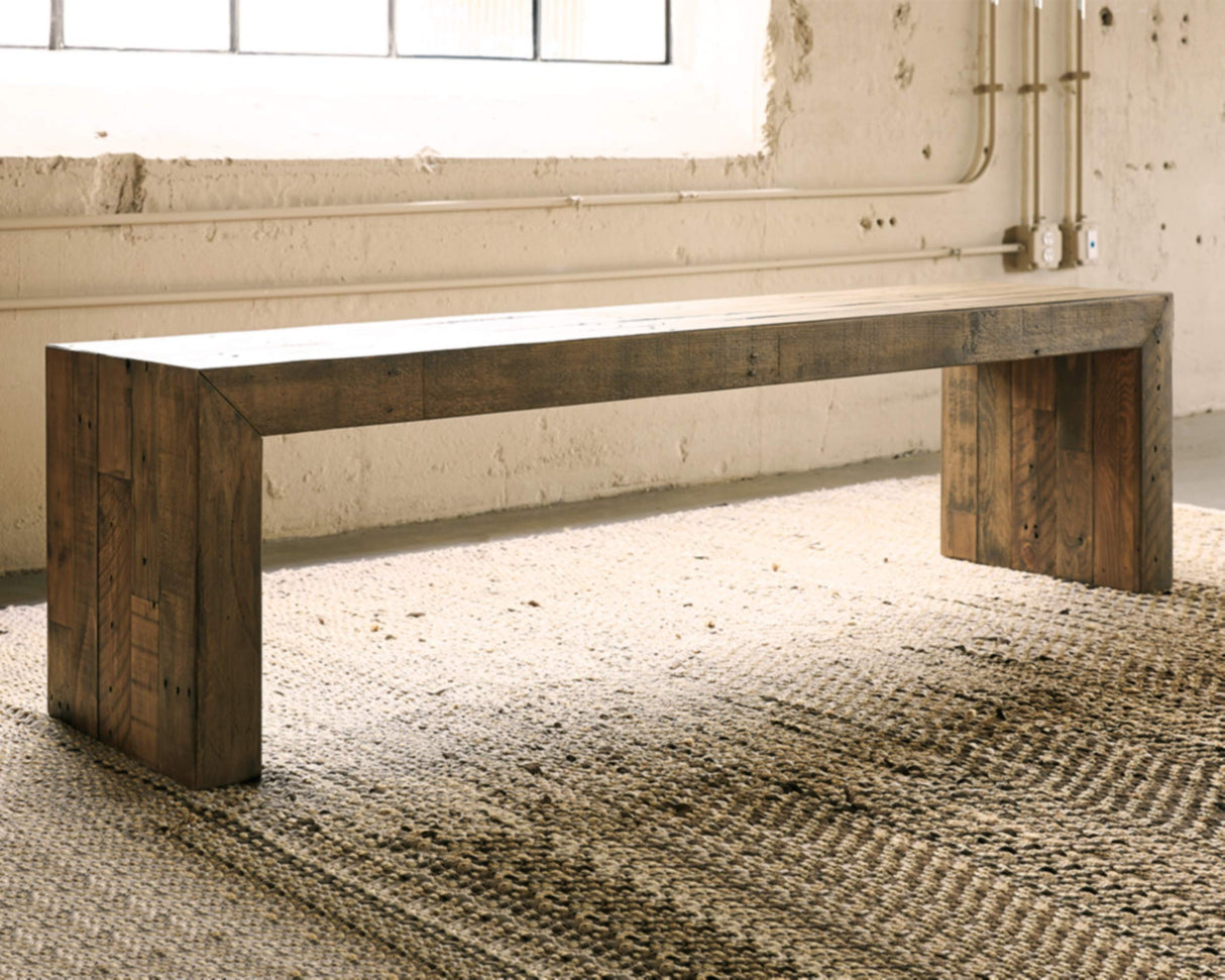 Sommerford Rustic Wood Dining Room Long Bench