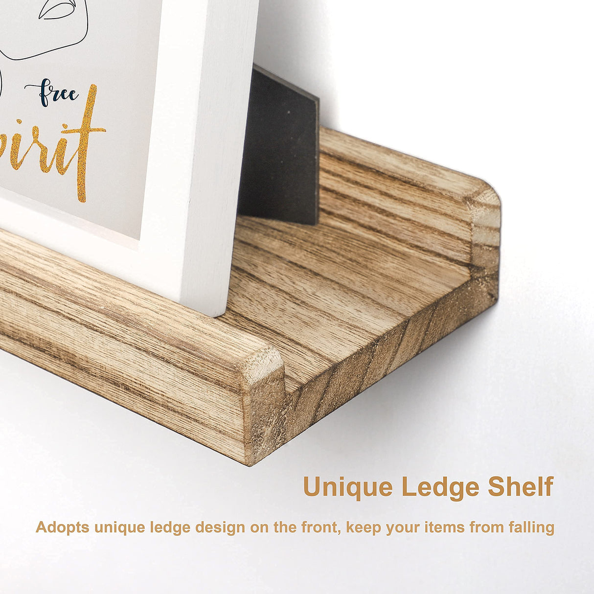Floating Shelves, 16.9 inch Rustic Wood Wall Shelves Floating Shelf with Ledge Picture