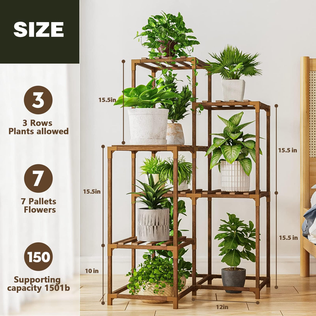 Bamworld 7-Tier Wooden Plant Stand