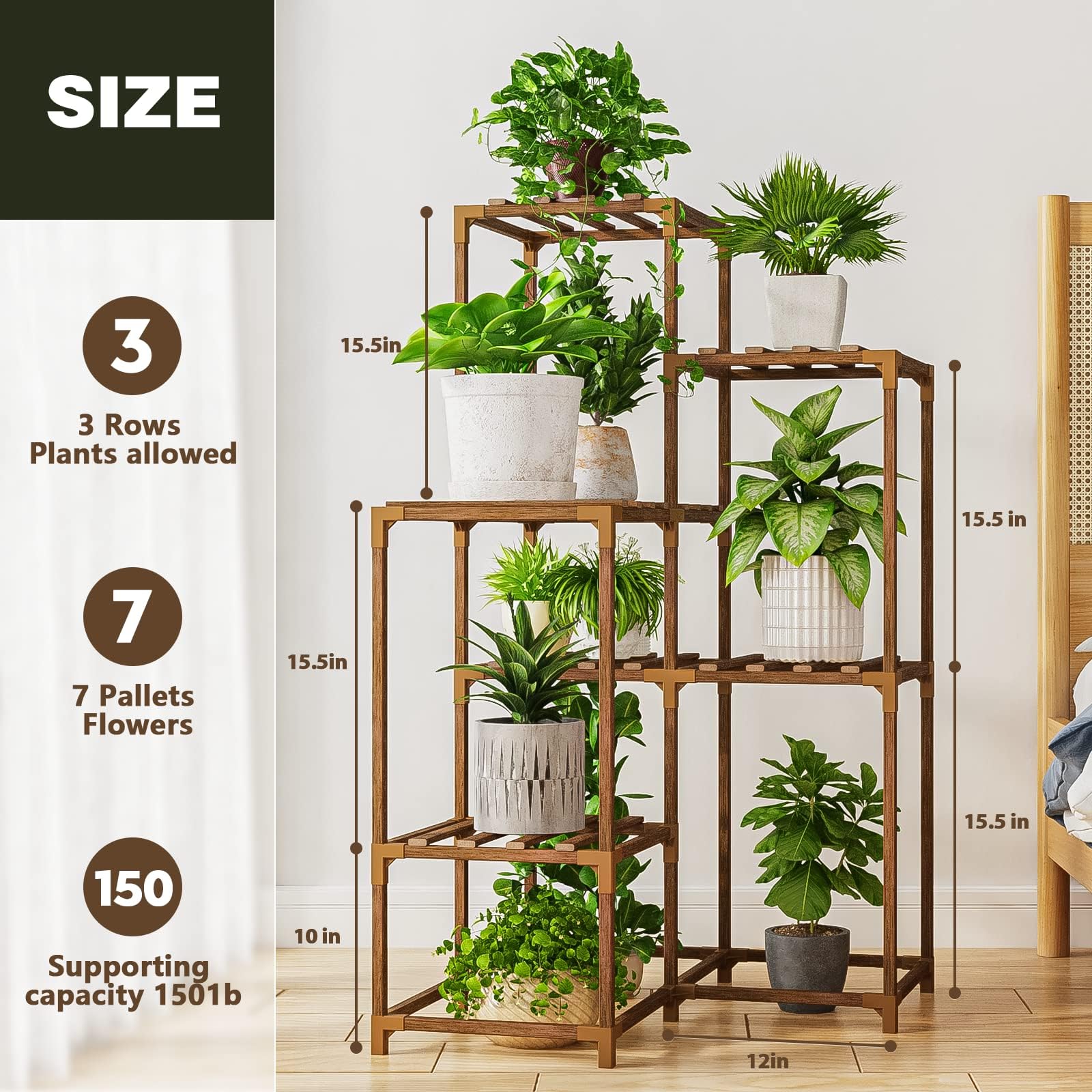 Bamworld 7-Tier Wooden Plant Stand