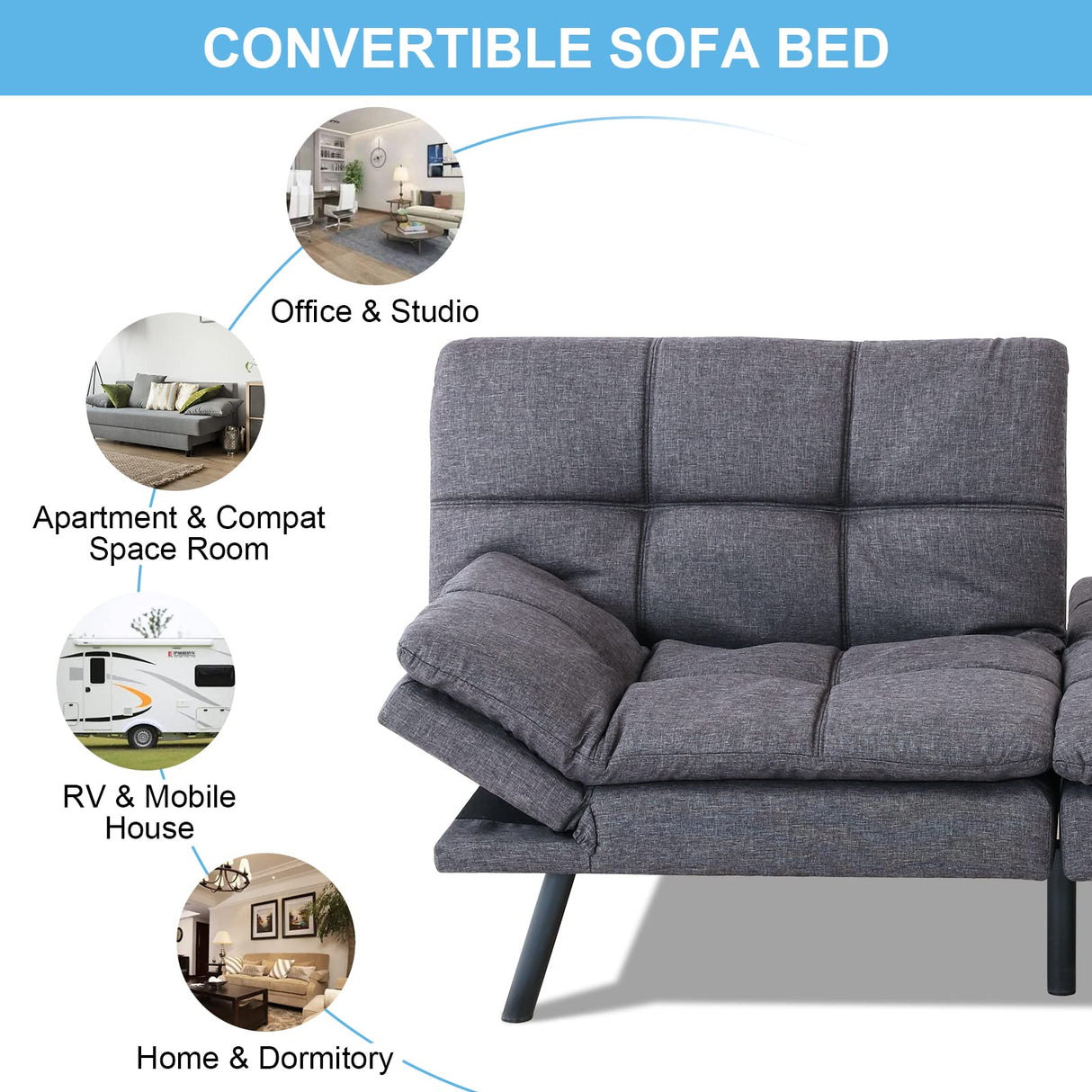Futon Convertible Sofa Bed Futon Couch Memory Foam Futon Sleeper Sofa Loveseat