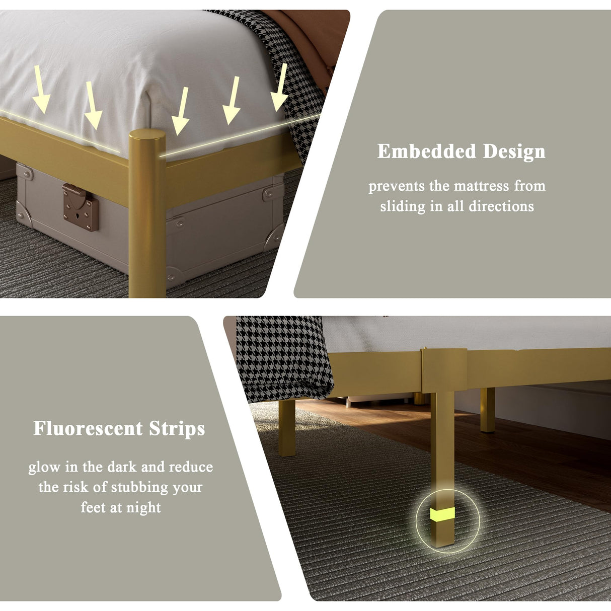 Sunrise Metal Bed – Vintage-Inspired Platform Frame with Underbed Storage