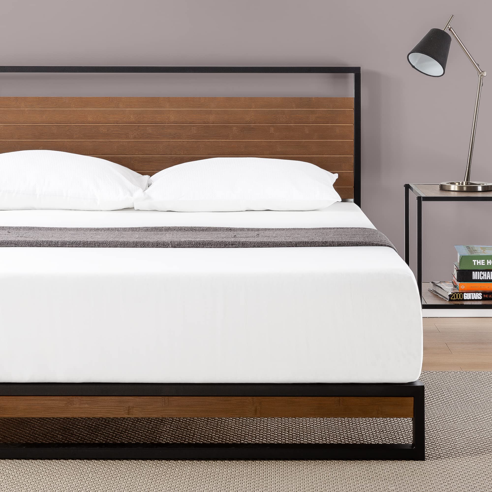 Suzanne 37 Inch Bamboo and Metal Platform Bed Frame=