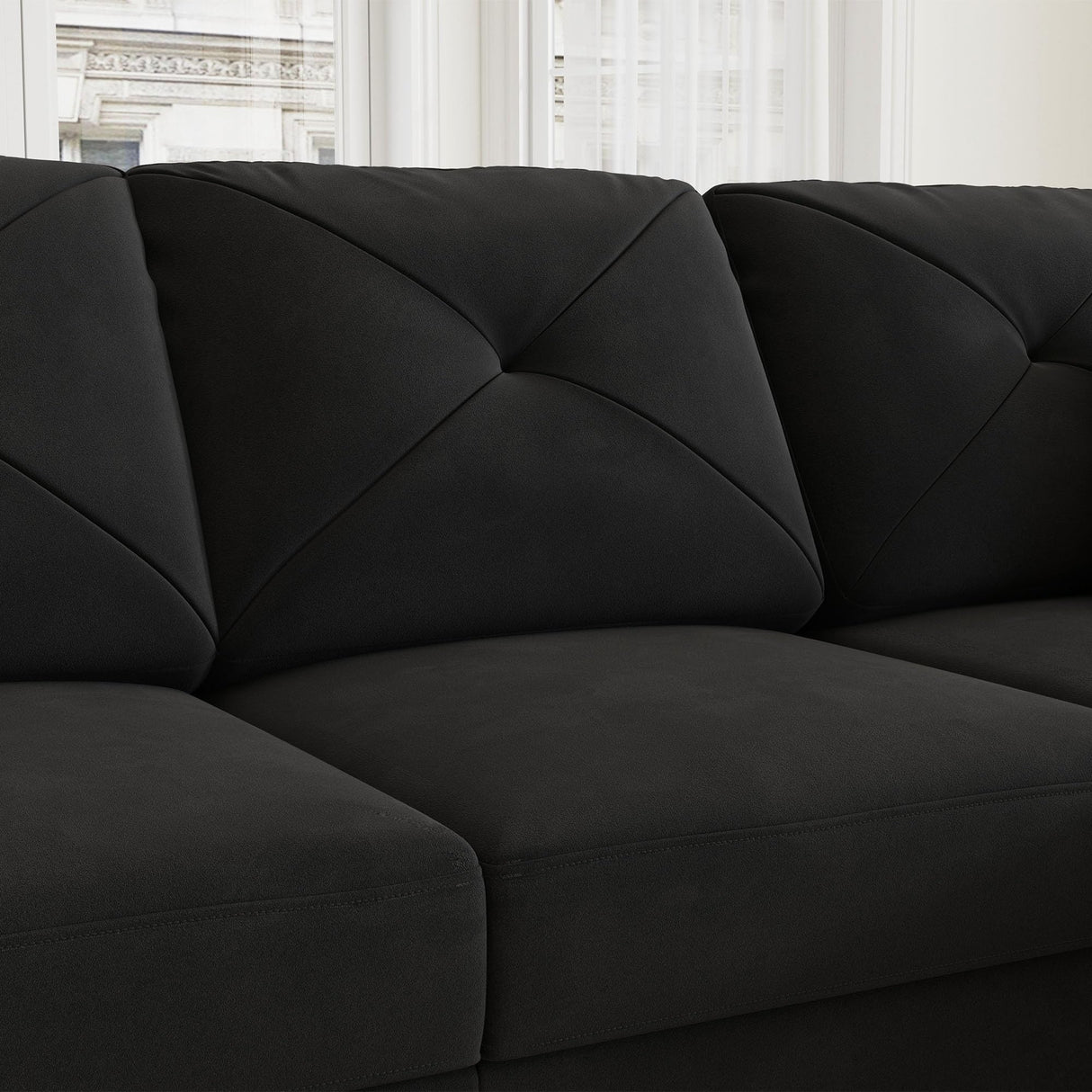 U Shaped Sectional Couch Velvet 4 Seater Sofa