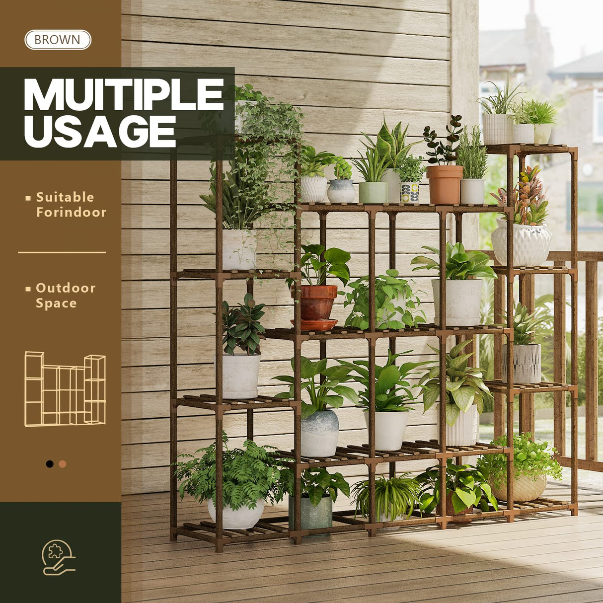 Eco Friendly 11-Tier Wooden Plant Stand