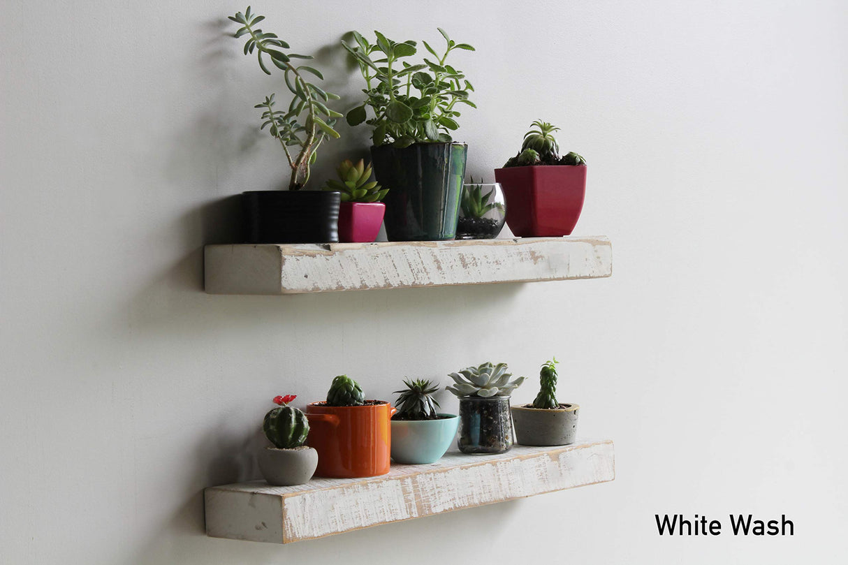 Accent Floating Shelves | Reclaimed Wide Plank Barn Wood with Floating Brackets