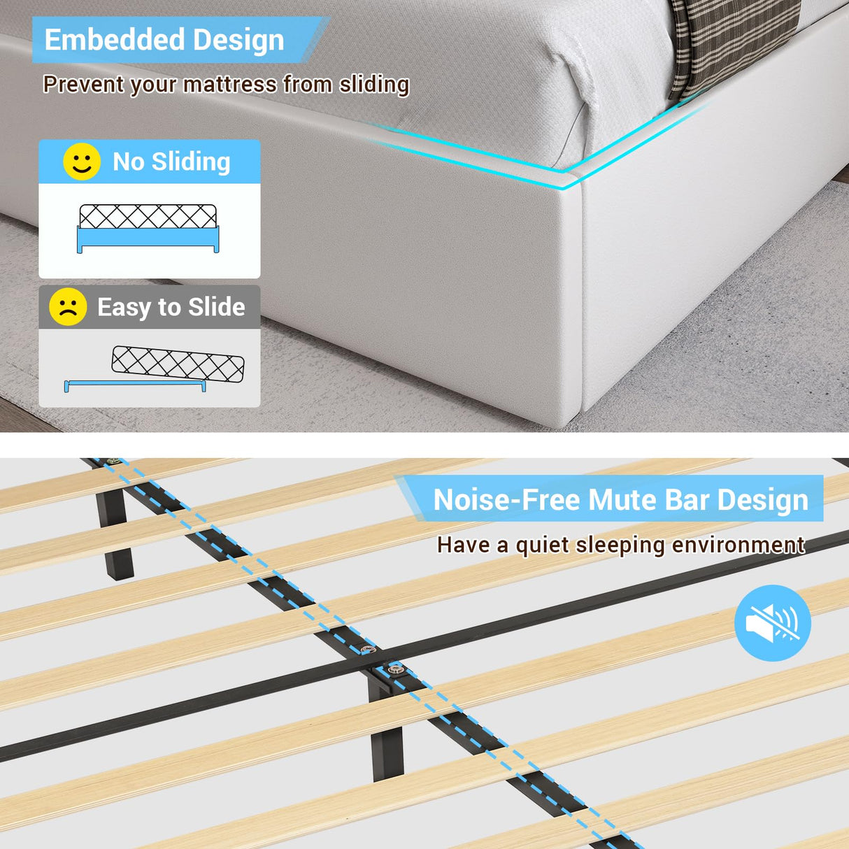 California King Bed Frame with 4 Drawers, USB Ports and Led Lights Faux Leather