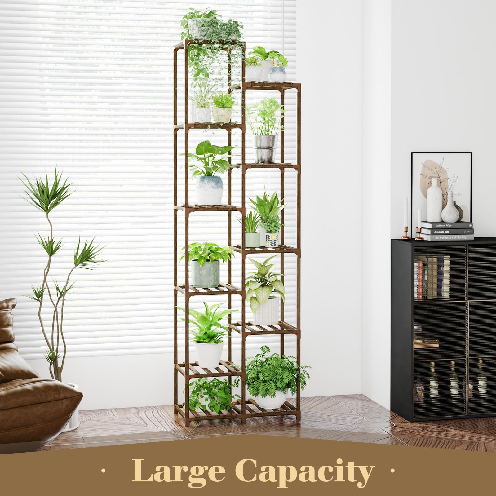 Tall Wooden Plant Stand – Multi-Tier Indoor & Outdoor Shelf for Multiple Plants