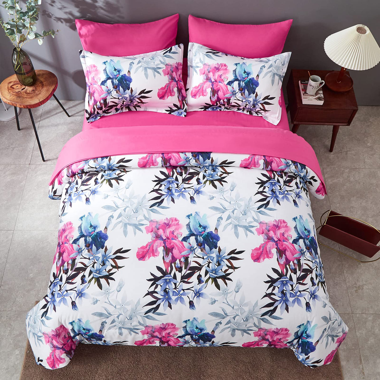 7 Piece Bed in A Bag Queen Floral Comforter Set
