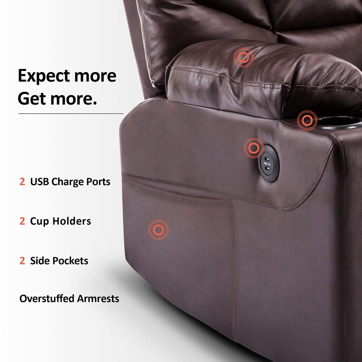 ThermaLift Power Lift Recliner Chair – Heat & Vibration, USB & Cup Holders