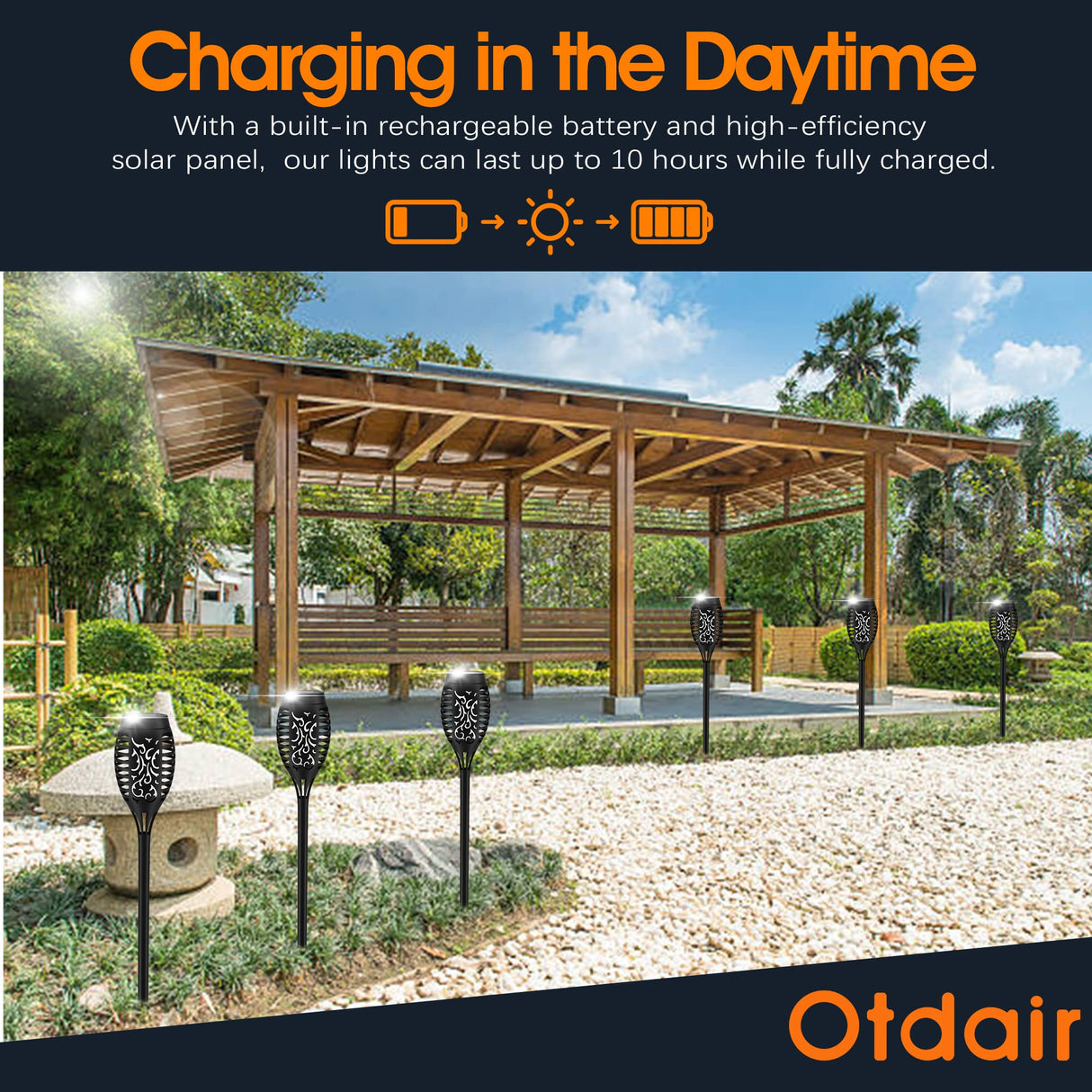 Solar Outdoor Lights, 16 Packs 12LED Tiki Torches with Flickering Flame