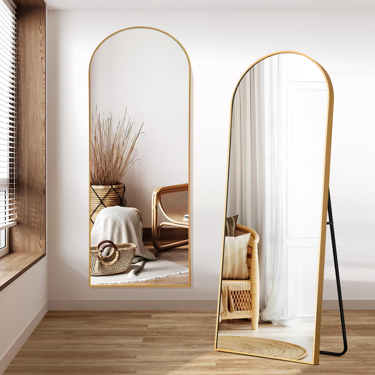 Arched Full Length Mirror, 64”x21” Floor Length Mirror