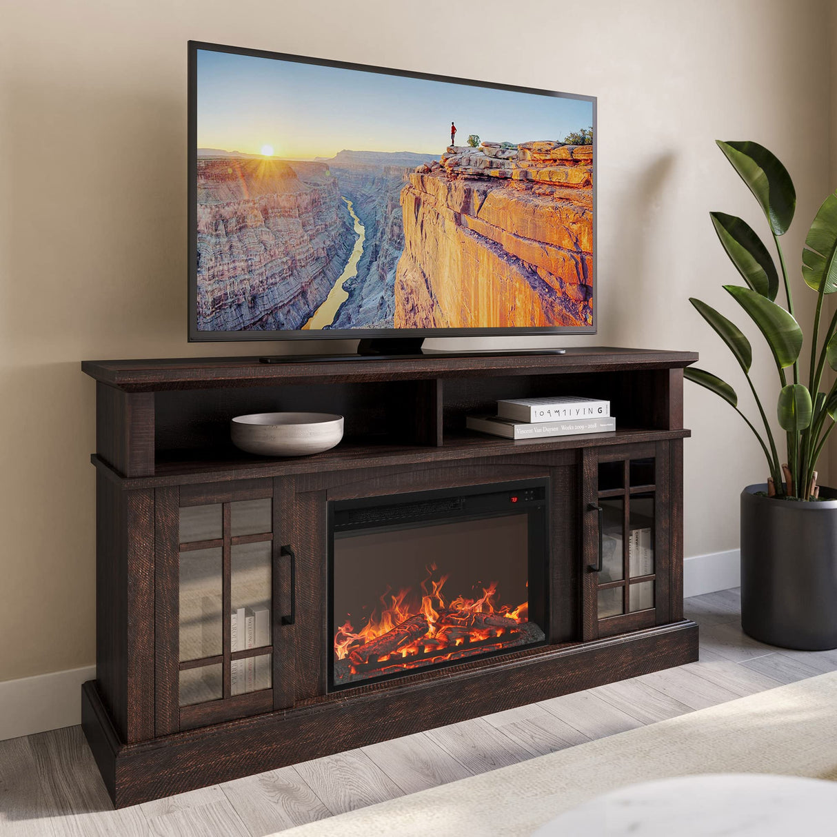 Electric Fireplace Heater Media Entertainment Center