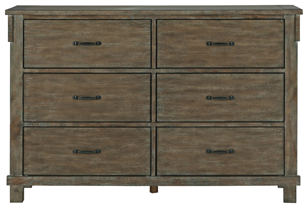 Shamryn Modern Rustic 6 Drawer Dresser, Dark Brown