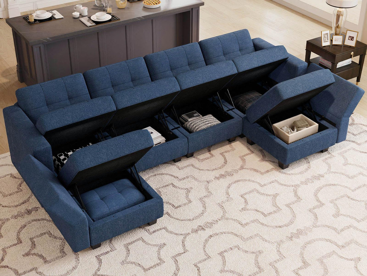 Sofa Couch with Reversible Chaises 6 seat Sectional Couch