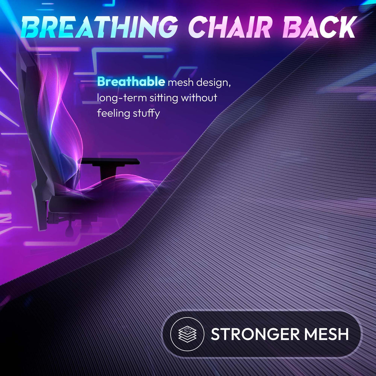 RGB Gaming Chair with LED Lights, Ergonomic Computer Chair for Adults