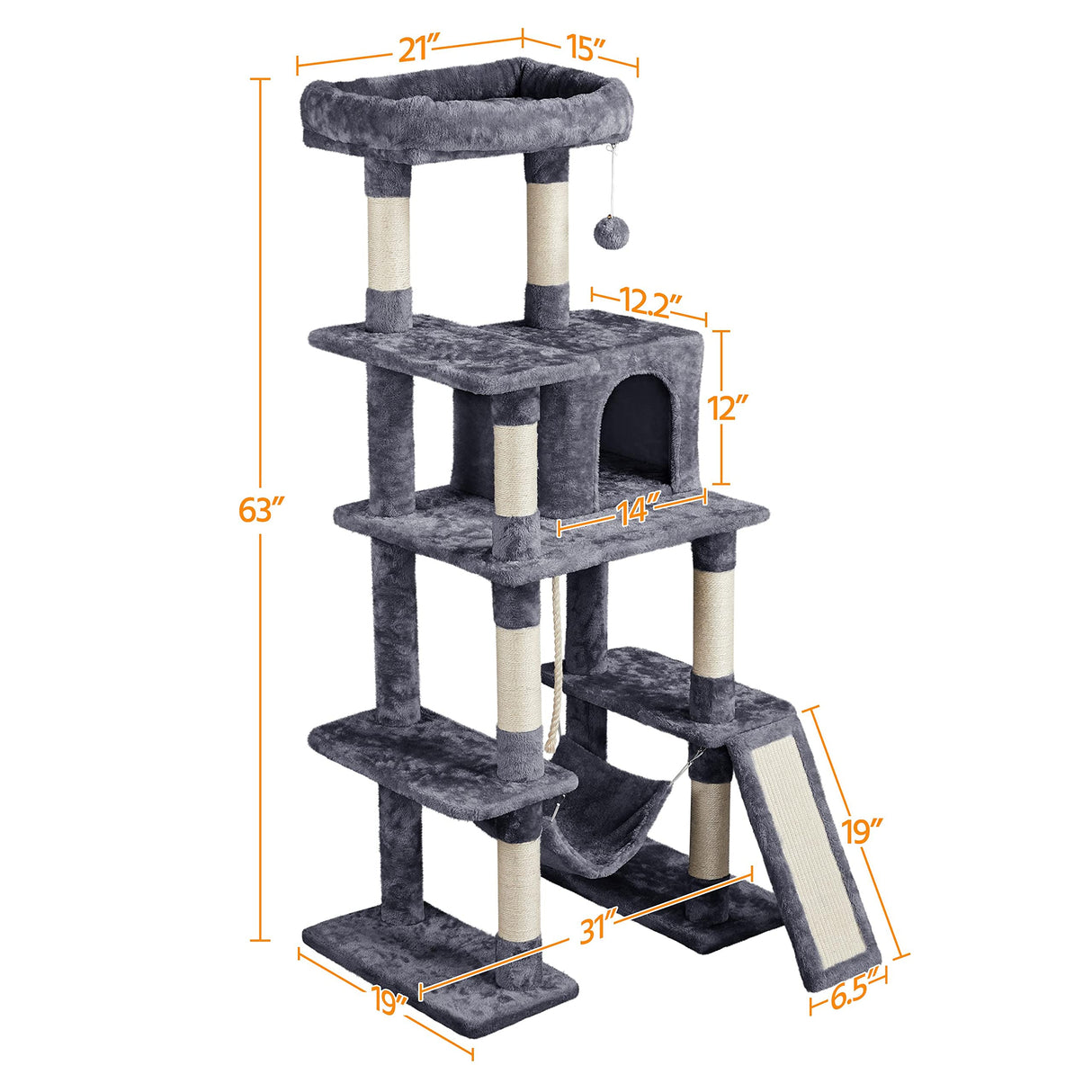 Cat Tree Cat Tower 63 Inches Multi Level Cat