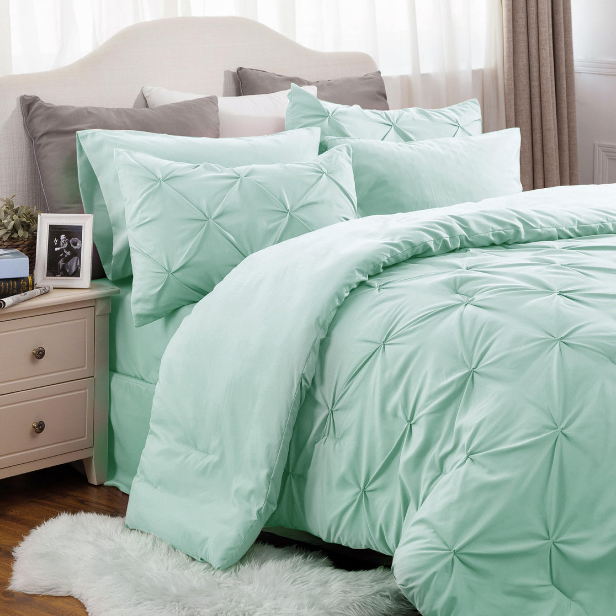 Full Size Comforter Sets - Bedding Sets Full 7 Pieces, Bed in a Bag Green Bed Sets