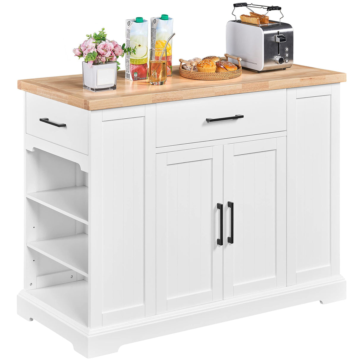 Rolling Kitchen Island Cart with 3 Drawers, Kitchen Storage Cabinet