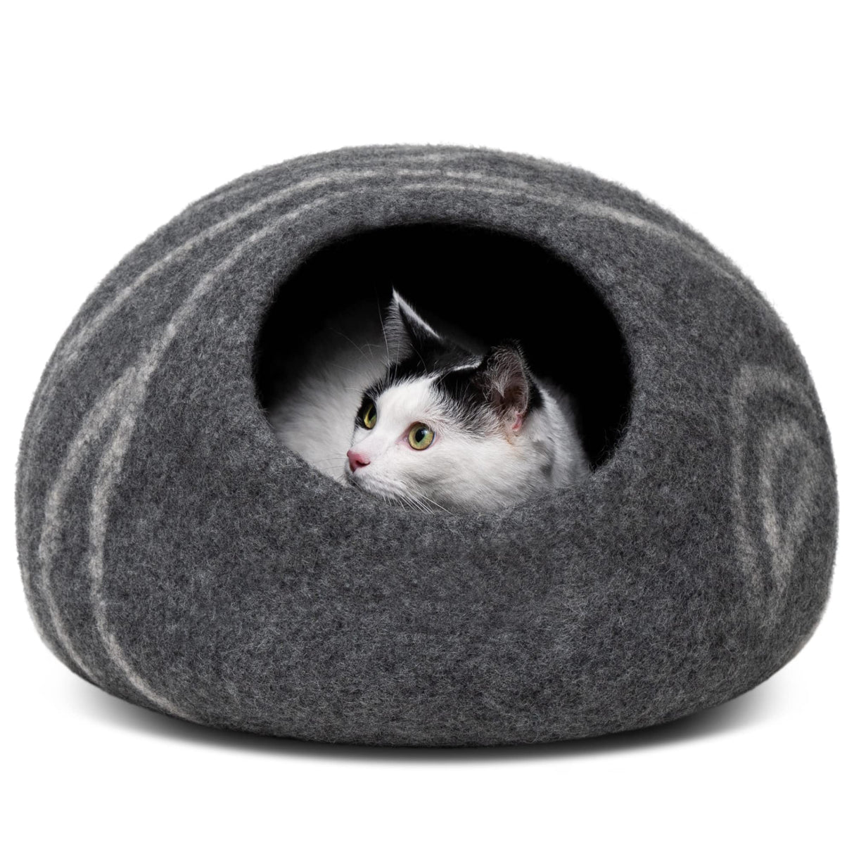 Premium Felt Cat Bed Cave - Handmade 100% Merino Wool Bed for Cats