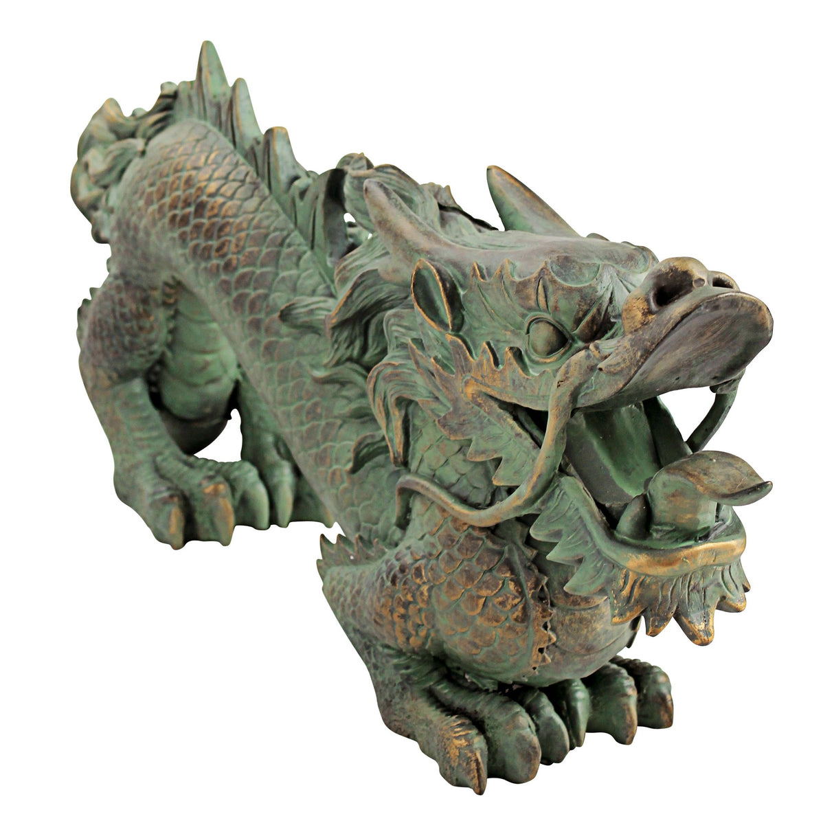 EU9306 Asian Dragon Wall Statue, Medium, 21 Inch, Bronze Verdigris Finish