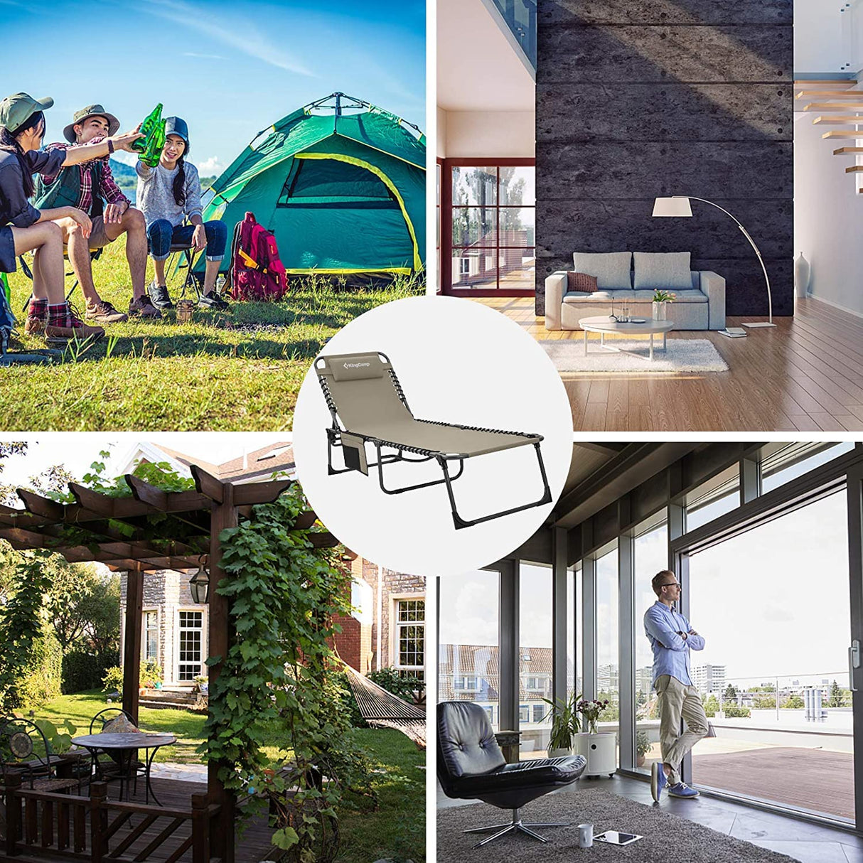 Lounge Chair, 74.8''x23.2''x14.5'', Beige