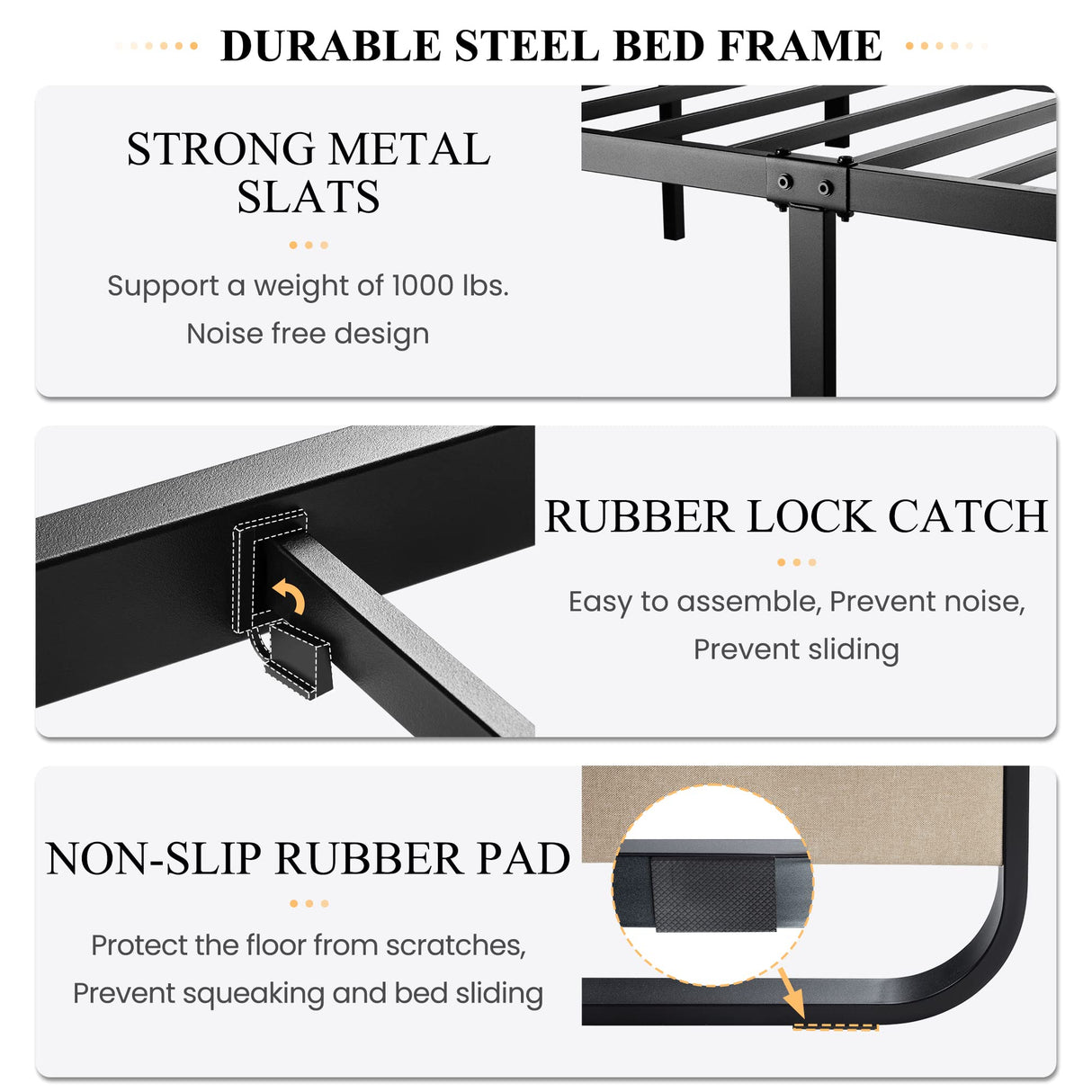 Sereno Curved Upholstered Platform Bed – Metal Frame with Padded Headboard