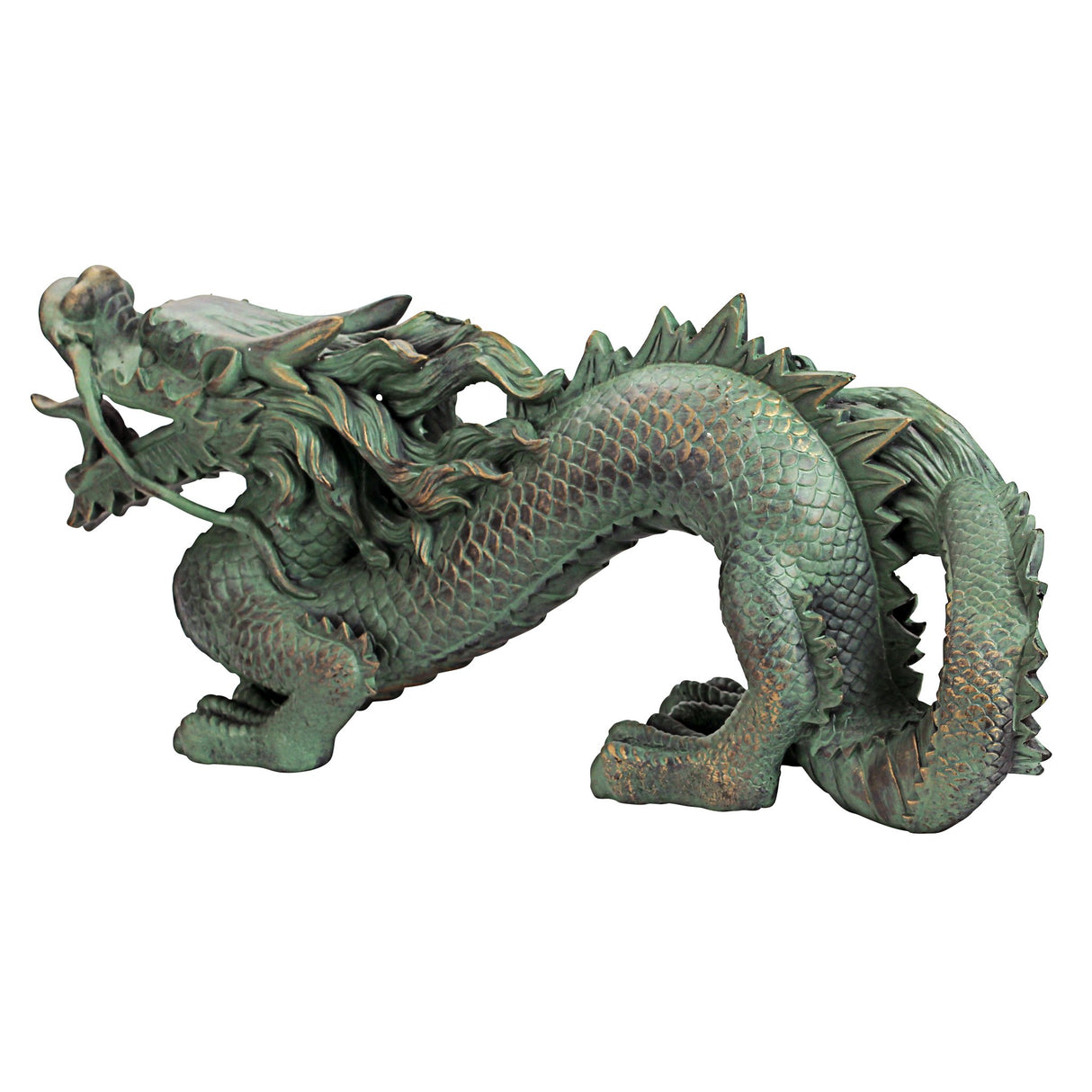 EU9306 Asian Dragon Wall Statue, Medium, 21 Inch, Bronze Verdigris Finish
