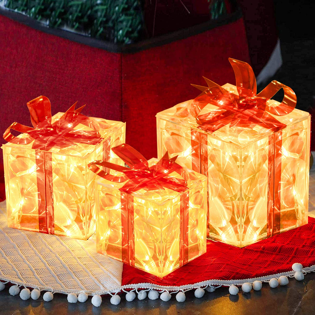 Set of 3 Christmas 60 LED Lighted Gift