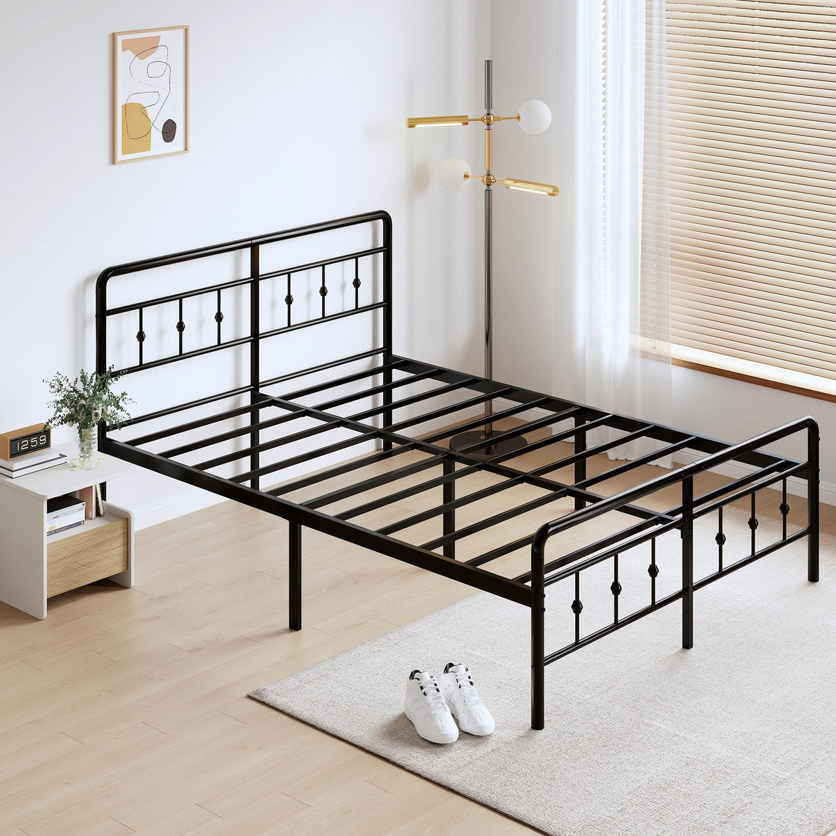 Classic Metal Platform Queen Bed Frame