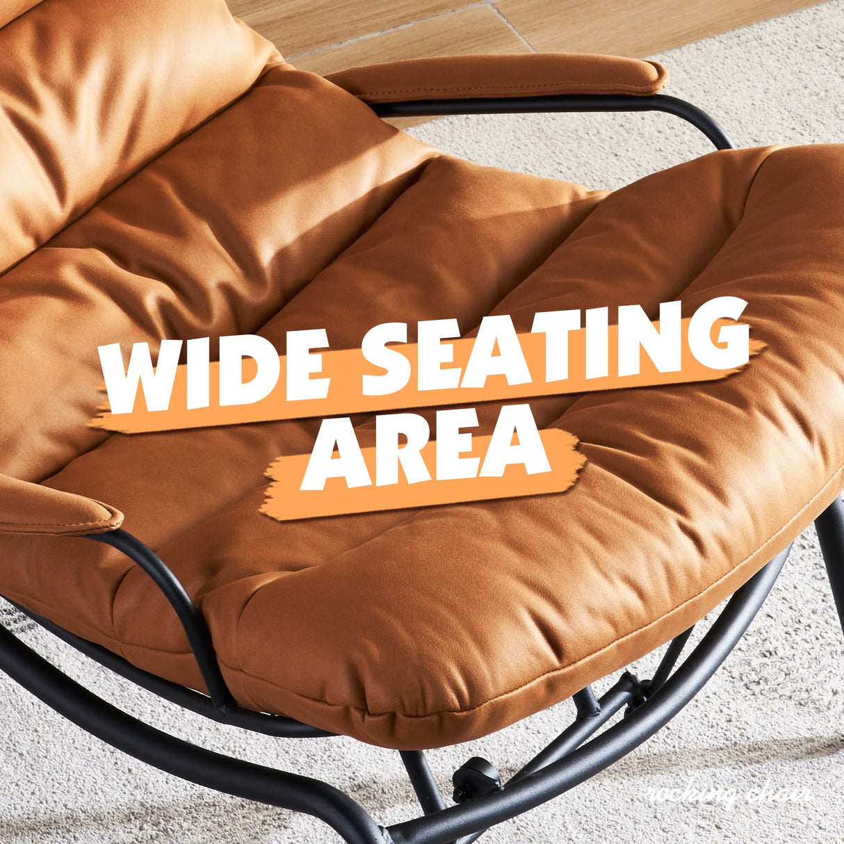 Living Room Accent Chair with Ottoman, Mid Century Modern Rocking Chair