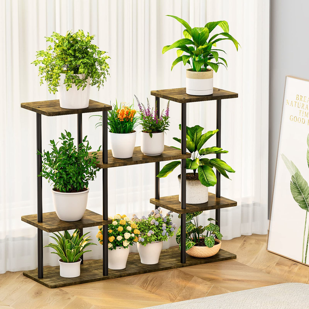 4 Tier Metal Plant Stand – Multi Tier Indoor Plant Rack for 10 Pots