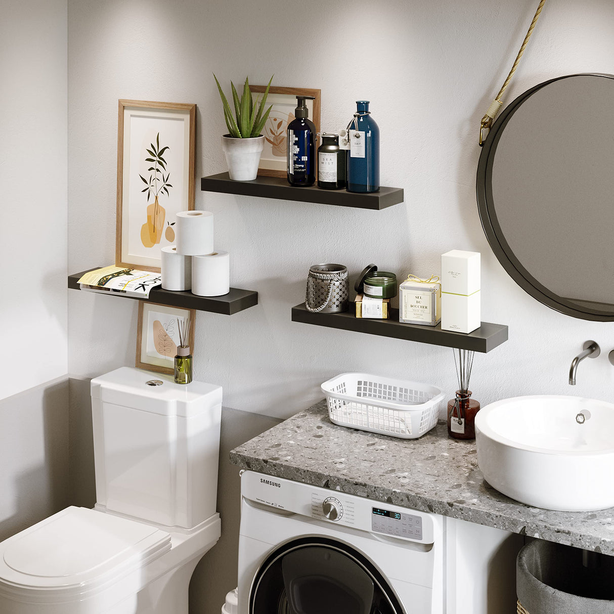 Floating Shelf,Wall Shelf,Decor Wall Mounted Shelves,Hanging Shelf Set L24xW6