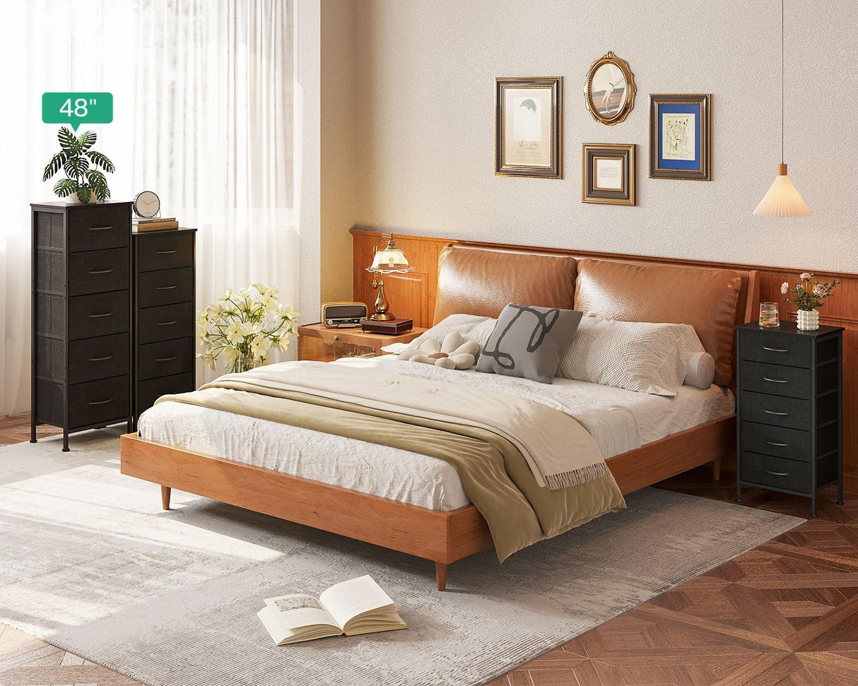 Dresser for Bedroom with 5 Storage Drawers, 48" Tall Dresser Chest of Drawers Fabric