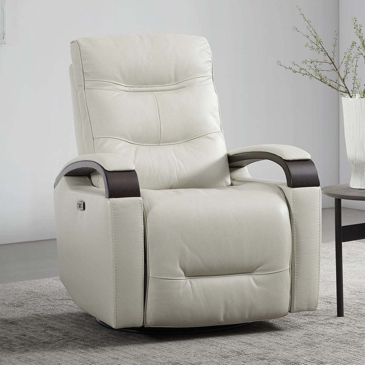 CloudChita Power Swivel Glider Recliner – USB, Headrest, Rocker Motion in Light Grey