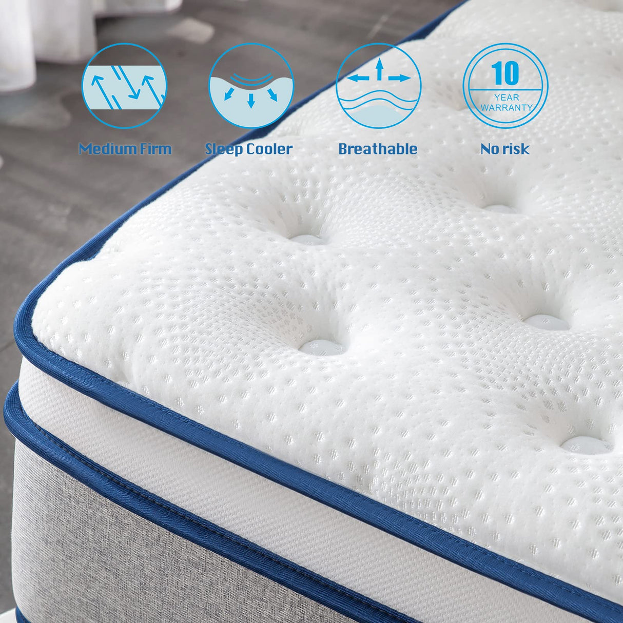 King Mattress,12Inch Hybrid Mattress in a Box,Gel Memory Foam Mattress