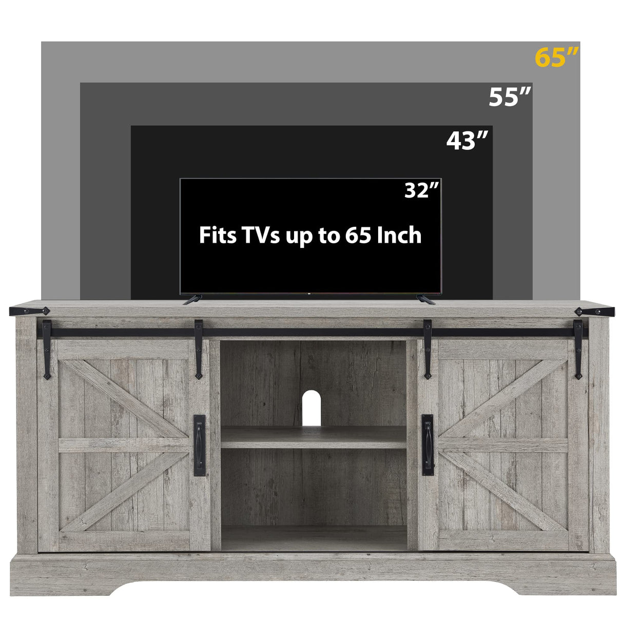 TV Stand for 65+ Inch TV, Modern Farmhouse Entertainment Center