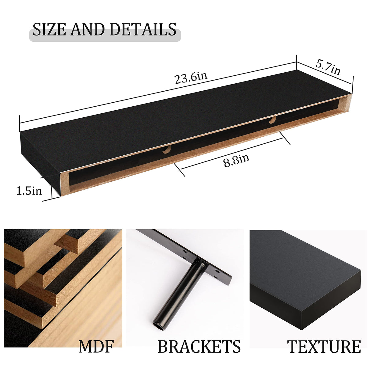 Floating Shelf,Wall Shelf,Decor Wall Mounted Shelves,Hanging Shelf Set L24xW6