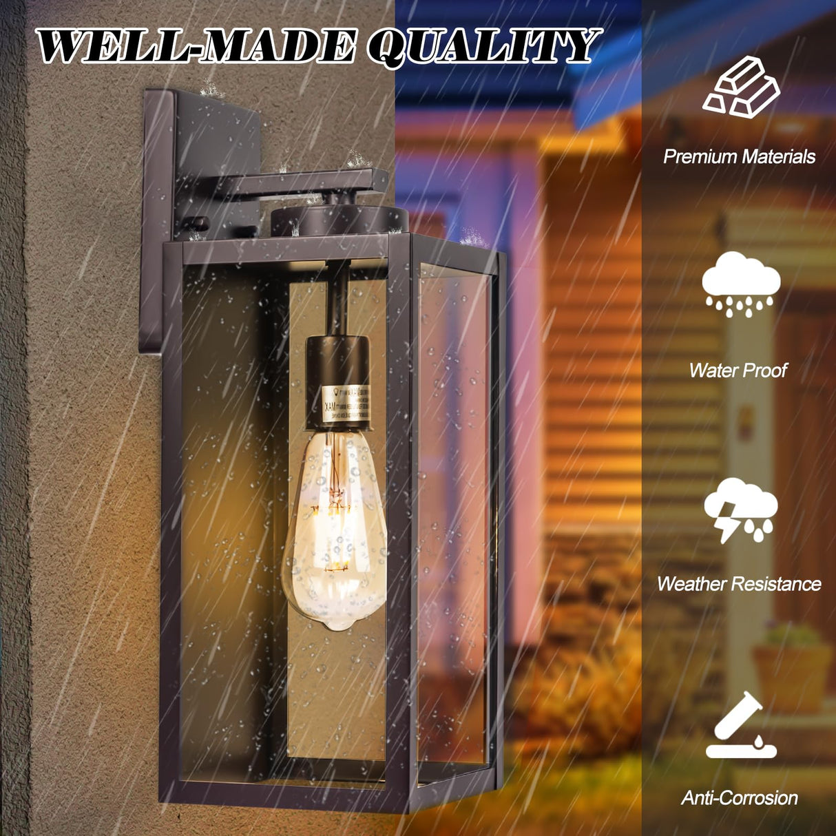 Oil-Rubbed Bronze Wall Light Fixture, Large 16" ORB Exterior Wall Lantern