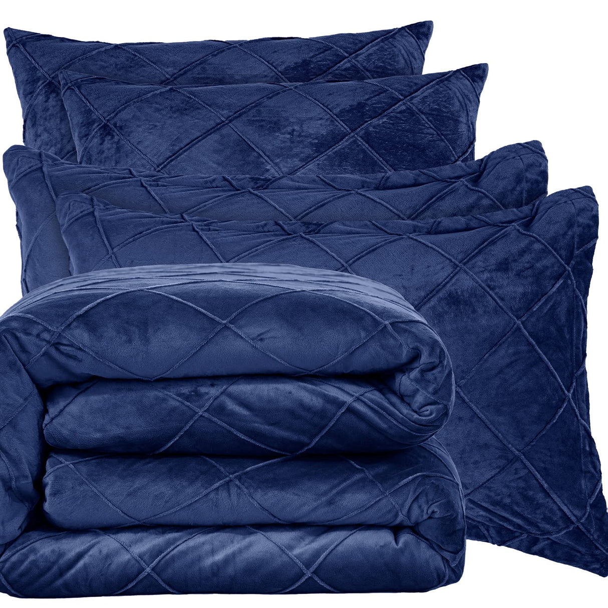 Pleated Velvet Comforter Set Queen, 5PCS Ultra Soft Warm Comforter Set for Fall