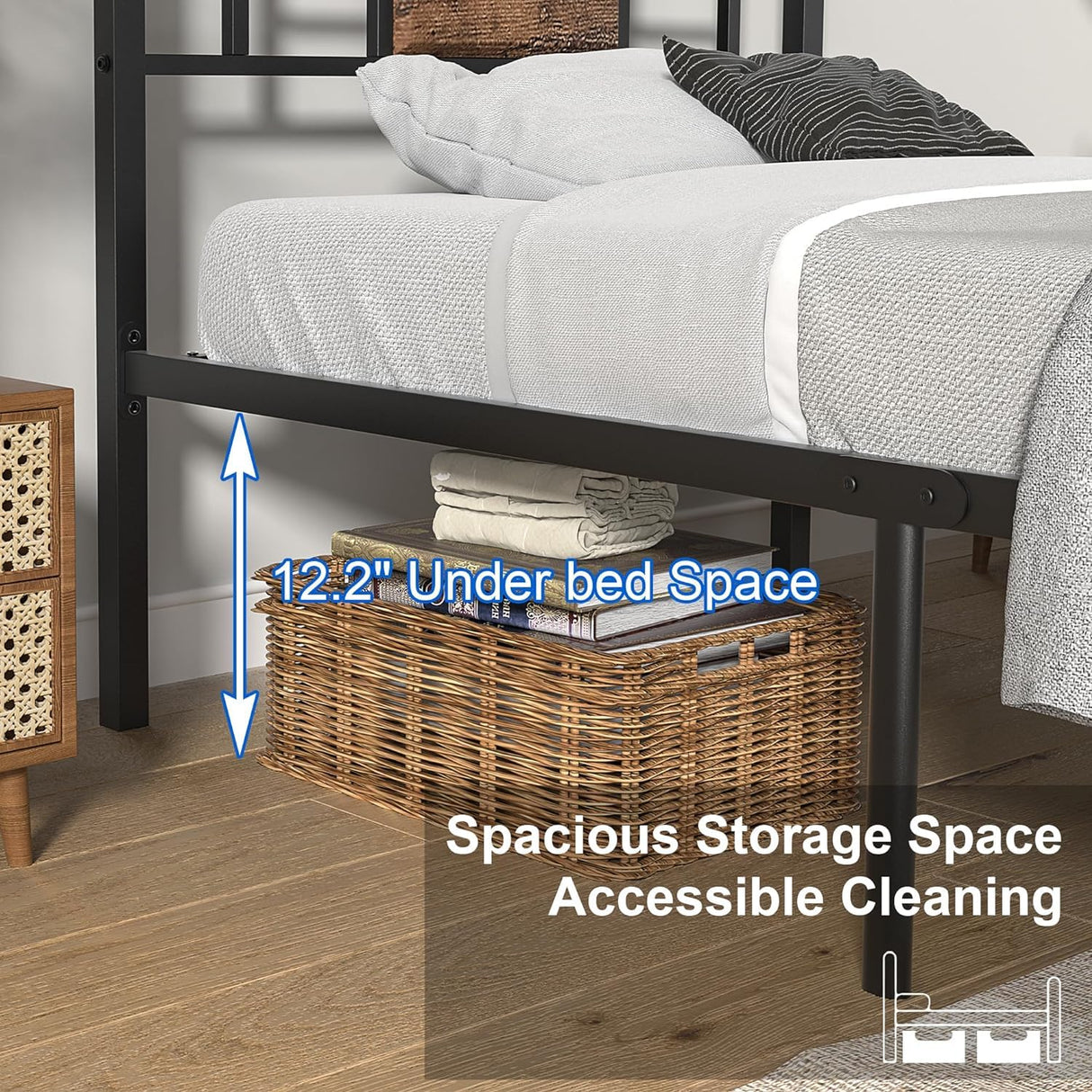 Twin Size Bed Frame with Headboard, Heavy-Duty Platform with Steel Slats Support